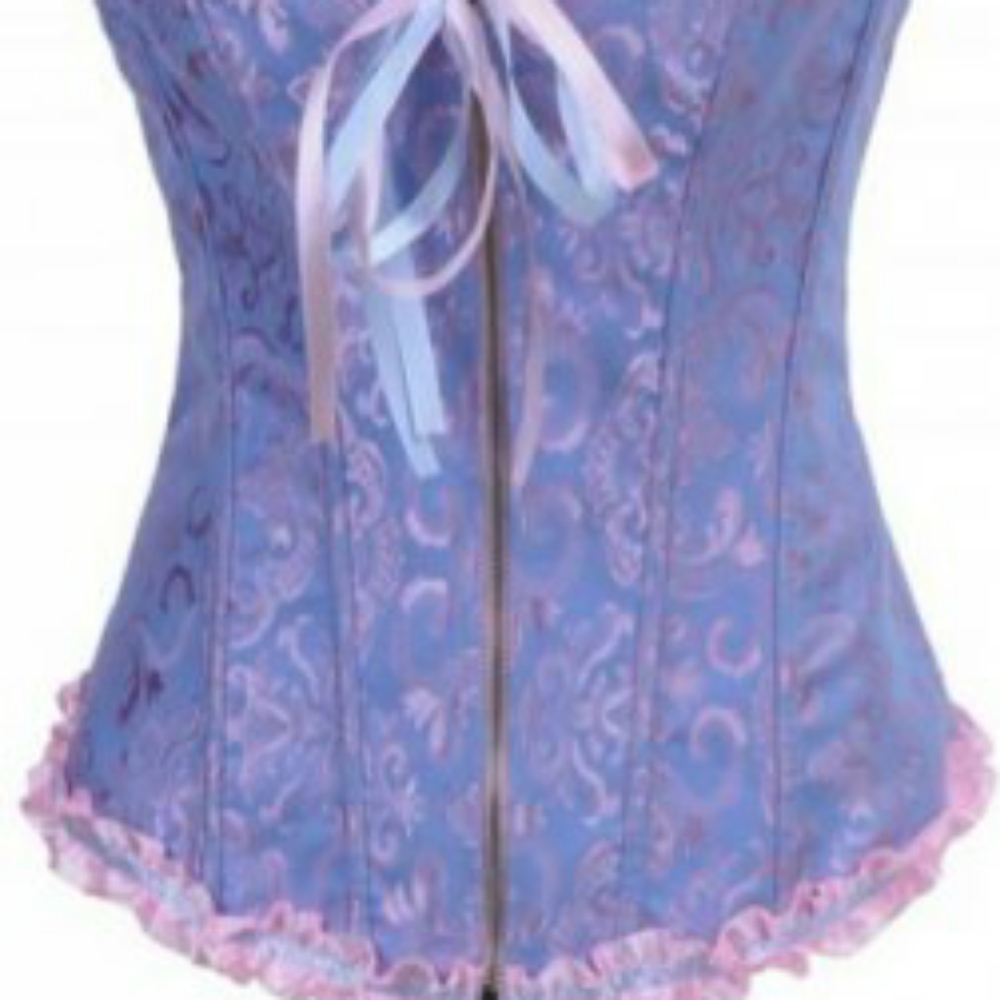 HP✨Gorgeous lavender jacquard corset w/pink & blue - Picture 2 of 3